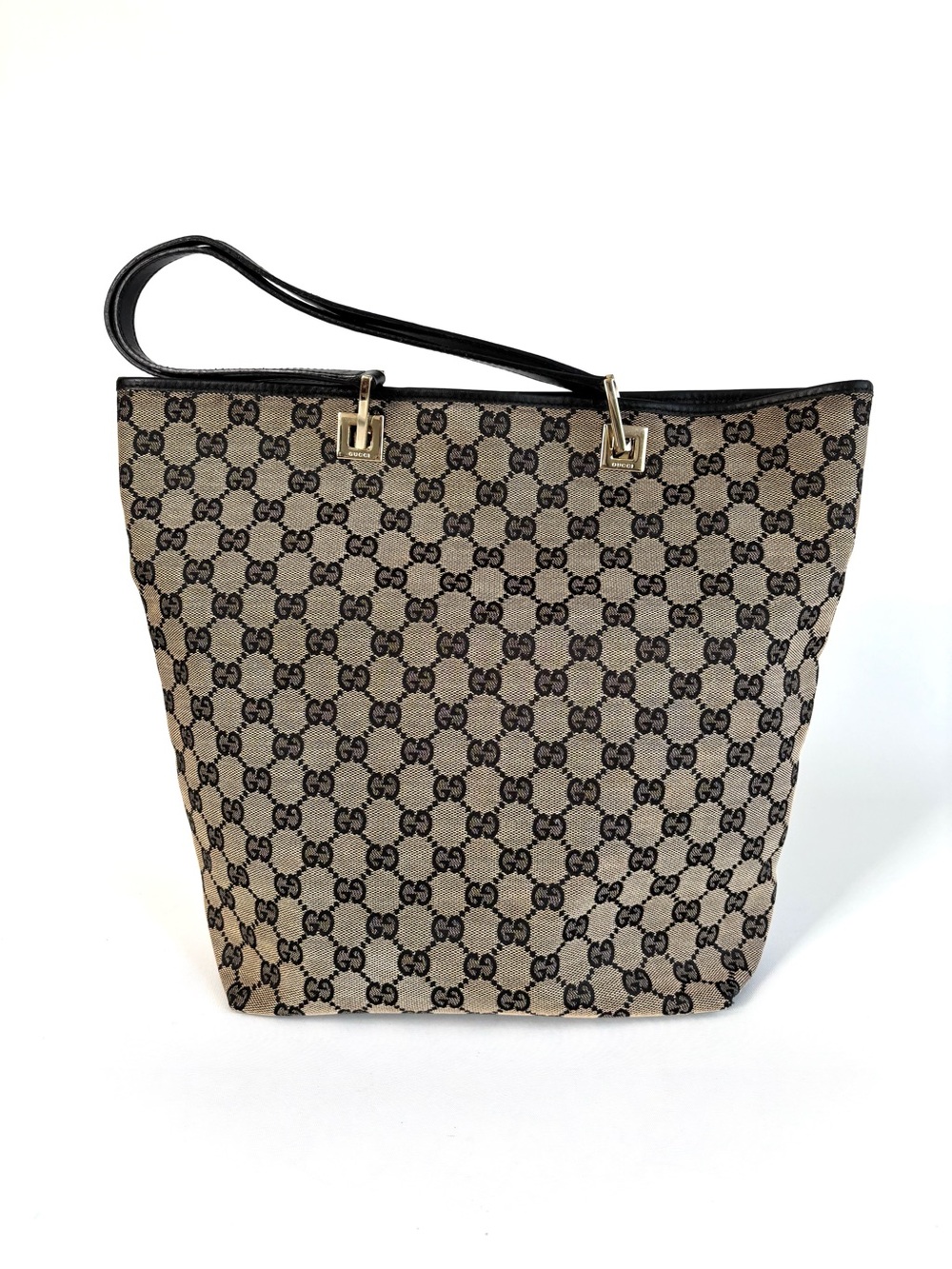 Gucci GG Eclipse Canvas Vintage Tote with Black Trim - Picture 3 of 8